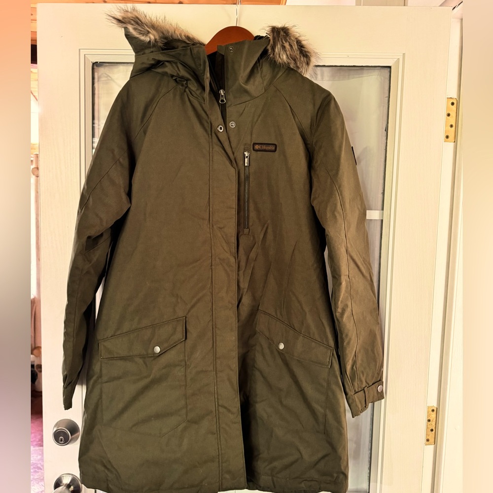 Columbia Down-Alternative Parka Jacket with Omni-Heat Reflective Liner - Olive